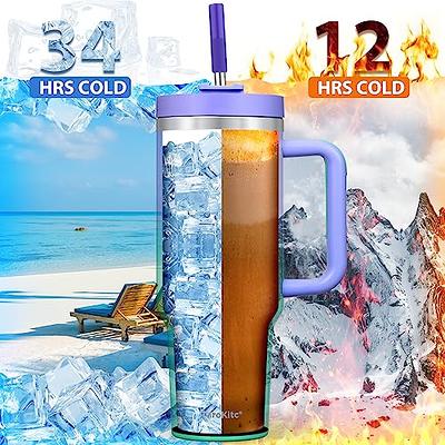 40 oz Tumbler with Handle and Straw Lid Leak Proof, Coffee Travel Mug with  Handle Insulated for Hot and Cold Drink Ice, Birthday Gifts for Women Men,  Reusable Stainless Steel Cups, Dishwasher