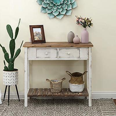 Rattan Console Table with 2 Drawers and Storage Shelf - Industrial Sofa  Table, Entryway Table for Living Room, Entryway, or Hallway - Black