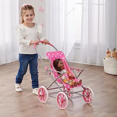 Badger Basket Co. 3-in-1 Doll Pram, Carrier, and Stroller - Pink Polka Dots