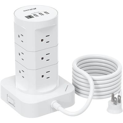 DYSSIPATIVE Power Strip Tower with Colorful Nightlight, 15 AC Outlets and 6  Fasting USB Ports, Retractable Extension Cord with Multiple Outlets, 1500