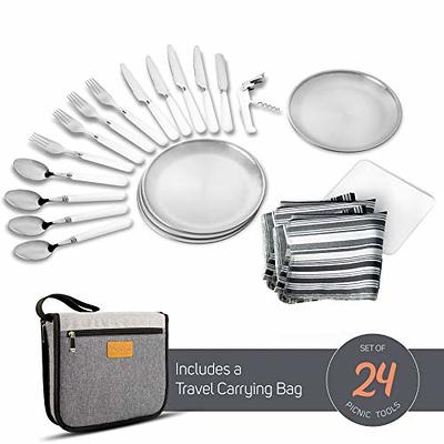 Ansukow 4-Piece Portable Travel Utensils Set with Case, 18/8