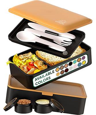 1400 Ml Lunch Box For Children And Adults, Bento Box Lunch Box With 3  Compartments And Cutlery, Snack Box Microwave Heating (khaki)