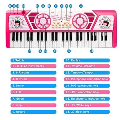 Kids Piano Toys for Girls Gifts - 49 Keys Portable Piano Keyboards