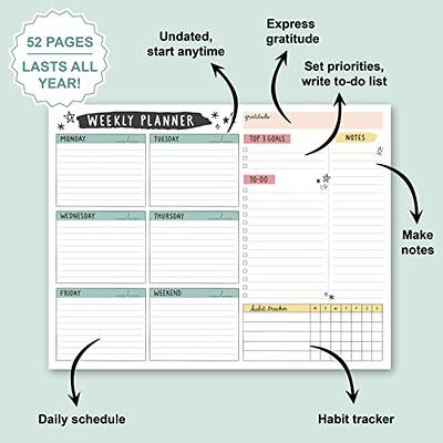 Weekly Planner Notepad - 52 Tear-Off Sheets, 8.5 x 11” Notepad Goal Tracker  Organizer with Space for Daily Schedule, To Do List, Notes, and Habit  Tracker (Pop Pastel) - Yahoo Shopping