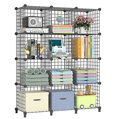 12-Cube Shelves Organizer,Stackable Storage Bins, Modular Bookcase