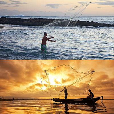 OTOEZ Fishing Net Cast Nets for Fishing 3Ft-8Ft Radius Saltwater Easy Throw  Net Nylon/Tire