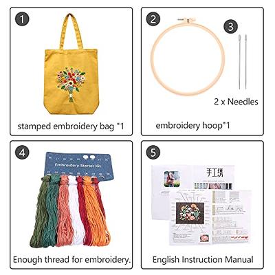 3 Pack Embroidery Starter Kit with Pattern, Embroidery Starter Kit for  Adults Beginners, Including Stamped Embroidery Cloth with 1 Embroidery  Hoops, Color Threads and Tool(Mothers Day Gifts)