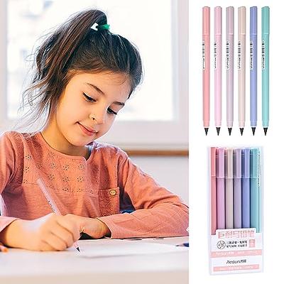 6 Sets Forever Pencils, Infinity Magic Pencils with Eraser, Cute Inkless Everlasting Pencil for Kids Writing, Sketching, DRAWING. (6 Pencils + 6