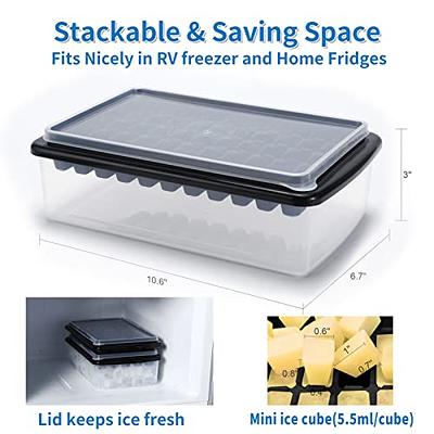 Ice Cube Tray with Lid and Storage Bin for Freezer, Easy-Release 55 Mini  Ice Tray with Spill-Resistant Cover, Container, Scoop, Flexible Durable