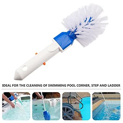 Corner and Step Pool Round Brush, Pool Step and Corner Brush, 180 Degree  Rotation Handle Scrub Brush for Inground and Ground Swimming Pool, Spa, Hot