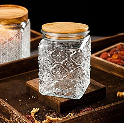 Livejun 3 Pack Glass Storage Jars Vintage Glass Canisters, Retro