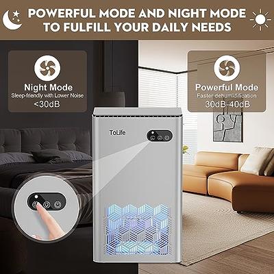 Dehumidifiers for Home with 88oz Water Tank, Dehumidifier for Room Up to  810 Sq.ft, with Two Working Mode, Colorful LED Light, Auto-off, Quiet