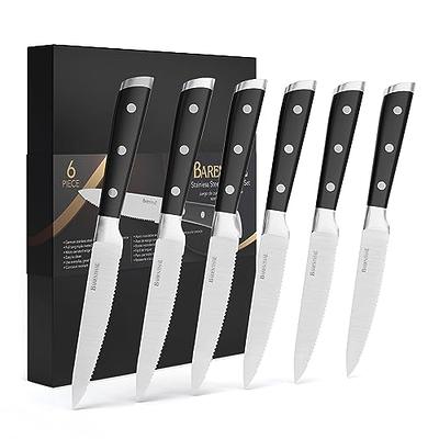 Fukep Steak knives Set of 4, Super-Sharp 5 Inch Damascus Steak Knife Set,  Japanese VG10 Core Steel 73 Layers - Non-Serrated Steak Knives with Case