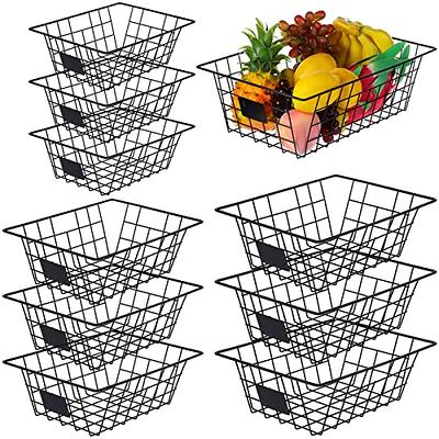  Slideep 14'' Large Stackable Storage Baskets Cabinet Organizer  Sturdy Metal Wire Pantry Freezer Bin for Pantry Home Bathroom Kitchen  Organization 2 Packs : Home & Kitchen