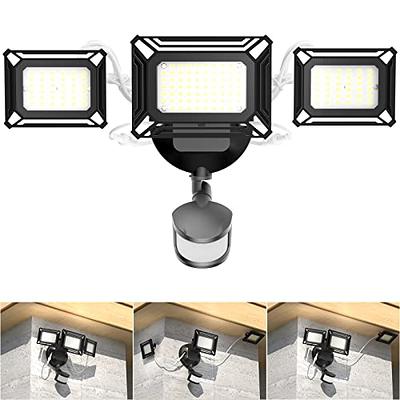 GLORIOUS-LITE Luces para exteriores con sensor de movimiento de 28 W, luces  LED de seguridad con cable de 3000 lúmenes, sensor de movimiento, 2