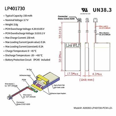  AUDEEKON 3.7Volt Lipo Battery 2000mAh Rechargeable