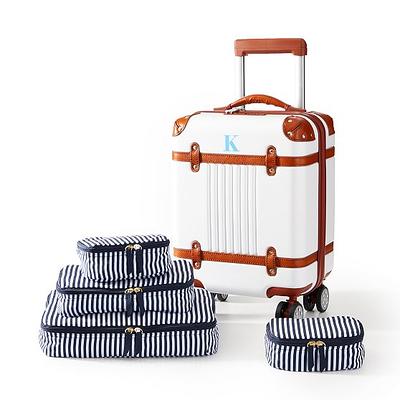 Vintiquewise Set Of 2 Luxury Marble White And Gold Hand Luggage