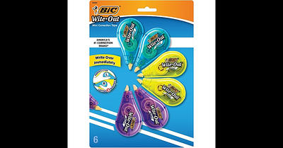 BIC Wite-Out Mini Correction Tape, White, 6/Pack (WOTMP61-WHI