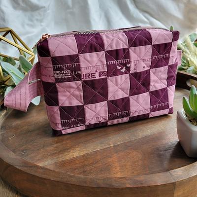 Handmade Quilted Pouch, Accessory Travel Trinket Make Up Zipper