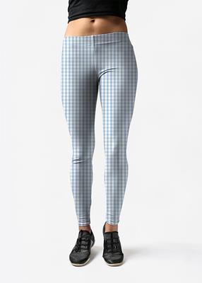 Leggings - Airy Blue Gingham Check in Blue/Plaid/Purple by VIDA Original  Artist - Yahoo Shopping