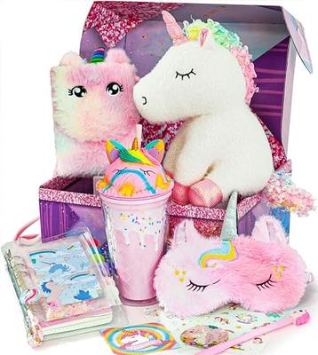 Unicorn Gift Box for Girls Unicorn Plush Pet Toy Play Purse for 3 4 5 6 Years Old Girls Birthday Gifts Pretend Play Makeup Unicorn Stuffed Animal