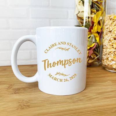 Printed 12 Pieces Leaf Circular Personalized 10 Oz Coffee Mug With Handle,  Ceramic White Anniversary Favors {Item# 734-13} - Yahoo Shopping