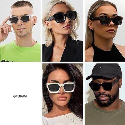 ANDWOOD Rectangle Sunglasses for Women Square Frames Trendy Retro Vintage 90s UV Protection Sun Glasses Small Face