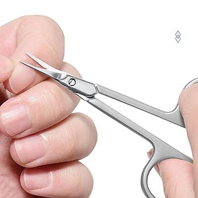 LIVINGO Premium Manicure Nail Scissors Multi-purpose Stainless Steel  Cuticle Pedicure Beauty Grooming Kit for Eyebrow Eyelash Dry Skin Curved  Blade 3.5 inch Silver