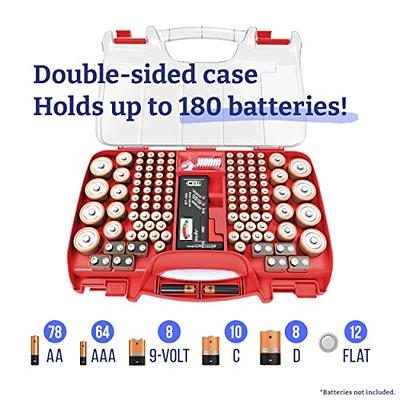 Battery Organizer Storage Case with Tester, Double-Sided Batteries