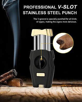 XIFEI Cigar Cutter, Stainless Steel V-Cut Cigar Cutter Built-in Cigar  Puncher (Black Gold-1) - Yahoo Shopping