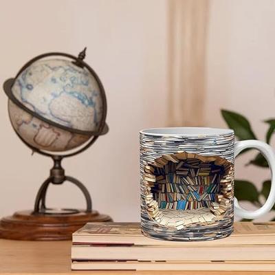 Creative A Library Shelf Cup 3D Book Lovers Coffee Mug Gift 3D Bookshelf Mug