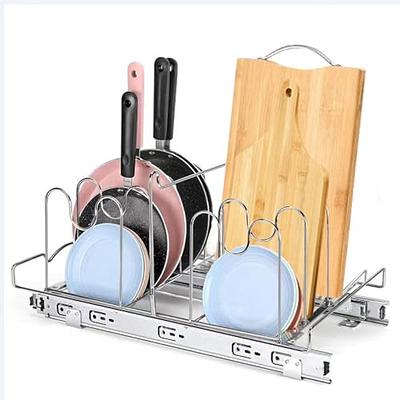 LINFIDITE Knife Block Holder Cutting Board Organizer Holder Pot Lid Rack  Drying Rack with Draining Tray Kitchen Countertop Cabinet Pantry Bakeware