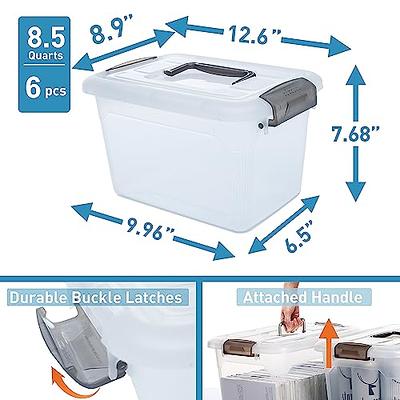 Citylife 8.5 QT 4 Packs Storage Bins with Lids Clear Plastic Bins with Grey  Handle Stackable Storage Containers for Organizing 