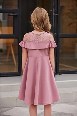 Girl's Plus Size Nightgown for Summer Short Sleeve Lace Ruffle Trim Pajama  Dress Dark Purple L
