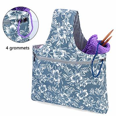 Teamoy Knitting Bag, Travel Yarn Storage Tote Organizer for Yarn,  Unfinished Project, Crochet Hooks, Knitting Needles and Accessories,  Lightweight