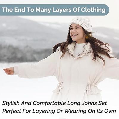 Thermal Underwear Women Ultra-Soft Long Johns Set Base Layer Skiing Winter  Warm Top & Bottom …, Black, XS : : Fashion