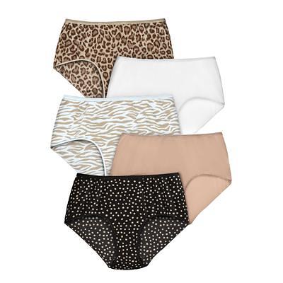 Plus Size Women's Cotton Brief 5-Pack by Comfort Choice in Animal