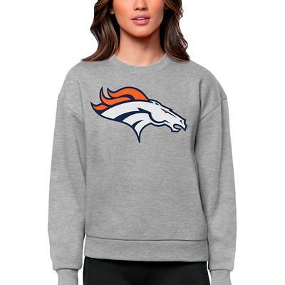 Men's Antigua White Denver Broncos Victory Pullover Hoodie