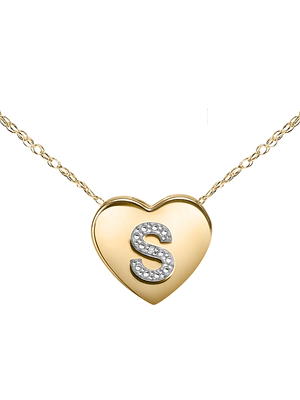 DIAMOND INITIALV HEART PENDANT NECKLACE IN WHITE GOLD - Gold