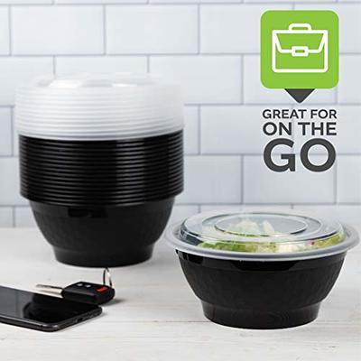 24 oz. Plastic Salad Bowls To-Go with Airtight Lids [50 Sets]