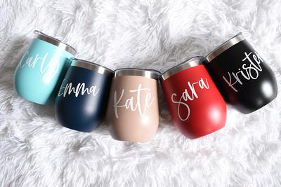 Monogram Wine Tumbler - 4 Colors