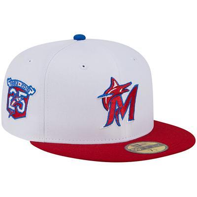 Men's New Era Blue Miami Marlins Vice Highlighter Logo 59FIFTY Fitted Hat