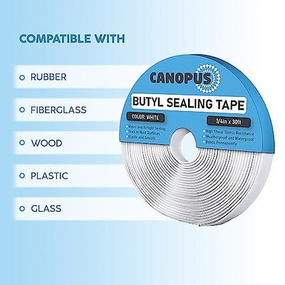 CANOPUS Butyl Seal Tape, White, 1/8-in x 3/4-in x 30-ft, Heavy
