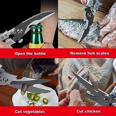 Kitchen Scissors Stainless Steel Multi Function Food Shears Ultra Sharp  Utility for Meat Fish Chicken Pizza Salad BBQ, Heavy Duty