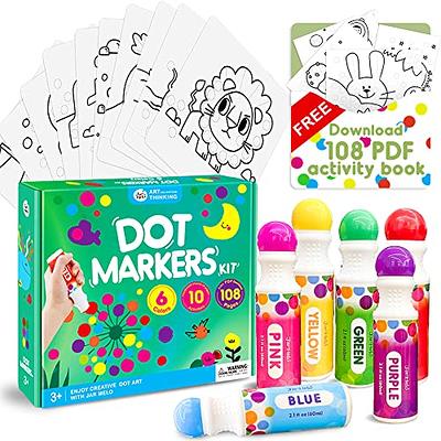 Funcils 10 Washable Dot Markers for Toddlers - Non Toxic Paint Dotters & Bingo Markers - Dot Markers for Kids & Preschoolers | Dabber Markers for