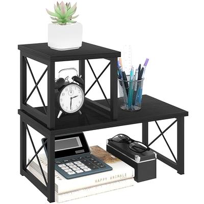 Honiter Desk Shelf, Desktop Organizer Shelf, Freestanding Small Bookshelf  Desktop Shelf Organizer, 2 Tier Independent Stackable Desk Organizer