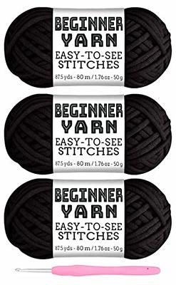 3 Pack Beginners Crochet Yarn Black White Grey Cotton Crochet Yarn for  Crocheting Knitting Beginners with Easy-to-See Stitches Cotton-Nylon Blend