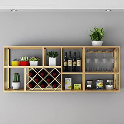 Floating Wall Mount Industrial Modern Cage Wine Bar Liquor Cabinet