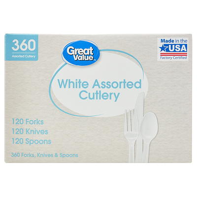 Great Value Everyday White Disposable Plastic Forks & Spoons