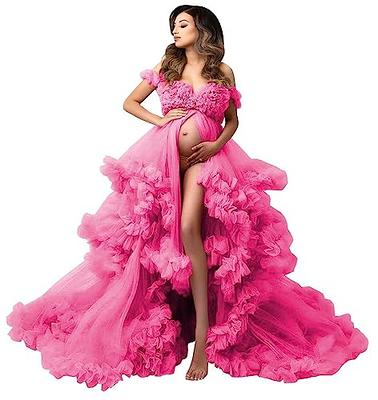 2 PC Tulle Maternity Dress with Jacket Maternity Gown for Photo Shoot Baby  Shower Dress